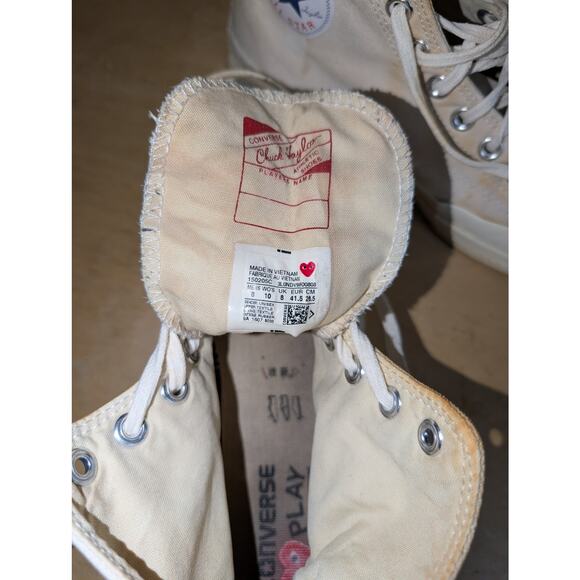 Men’s Converse x Comme Des Garcons Play High Top White Size 8 - Picture 7 of 7
